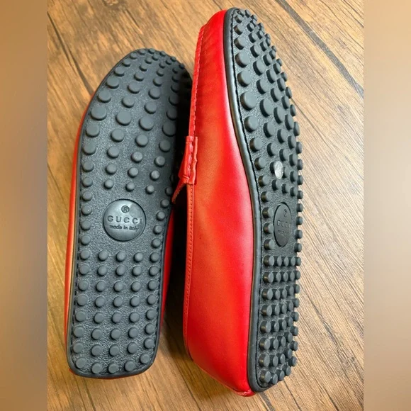 ❤️ Gucci Red “Guccissima” Driver Leather Loafers ❤️